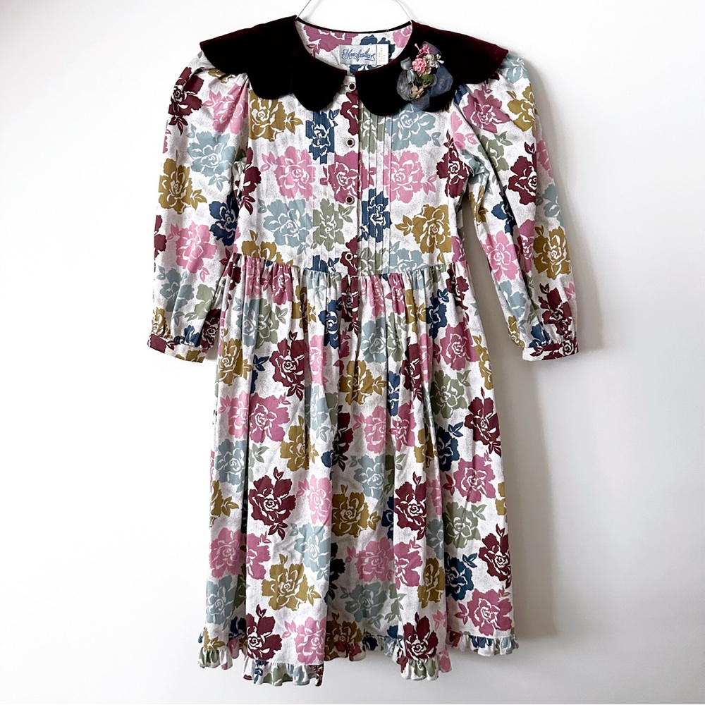 Vintage 1993 Mousefeathers Floral Long Sleeve Special Occassion Dress